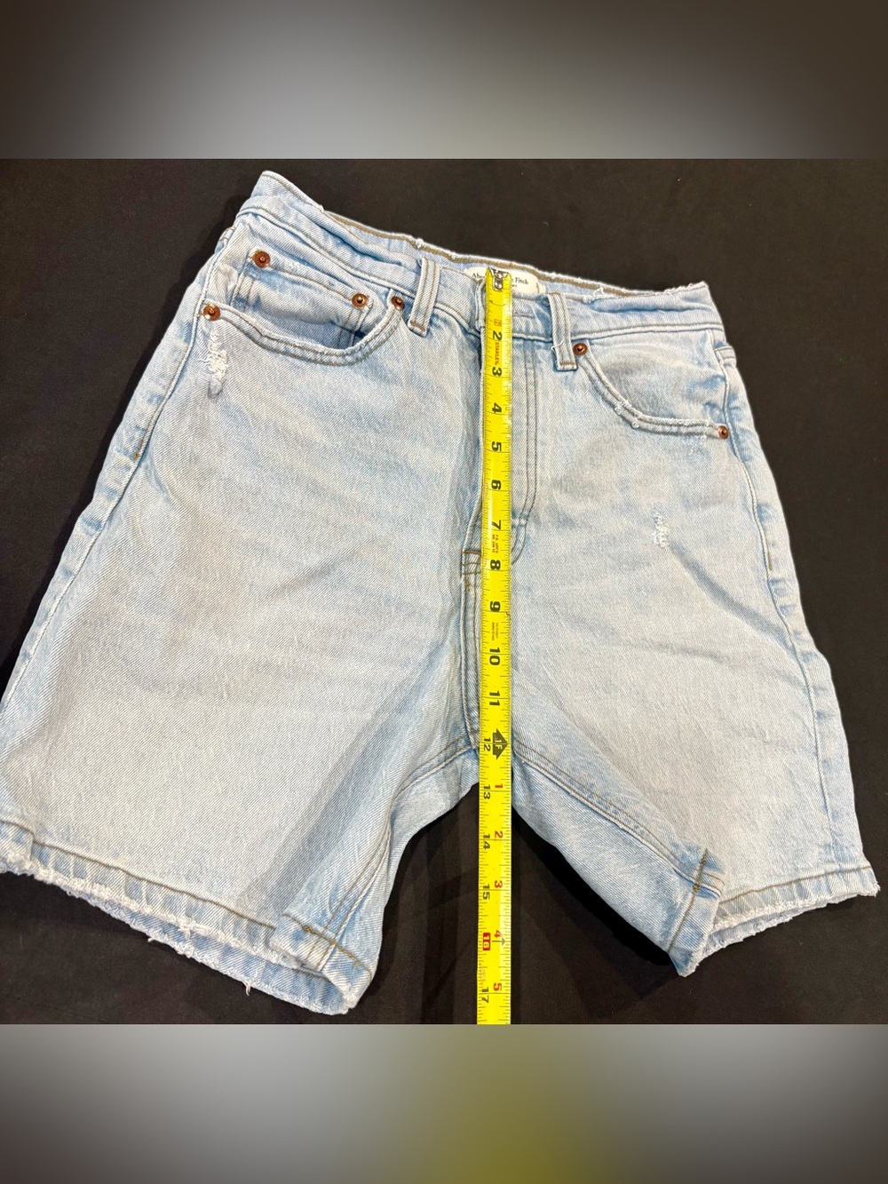 Abercrombie & Fitch Dad Shorts Womens 26/2 High Rise Light Wash Distressed Denim - Picture 7 of 8